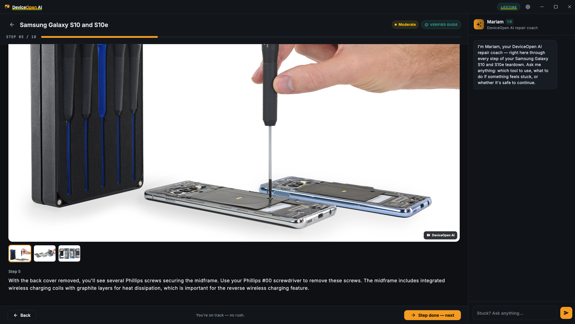 Real step-by-step teardown photograph